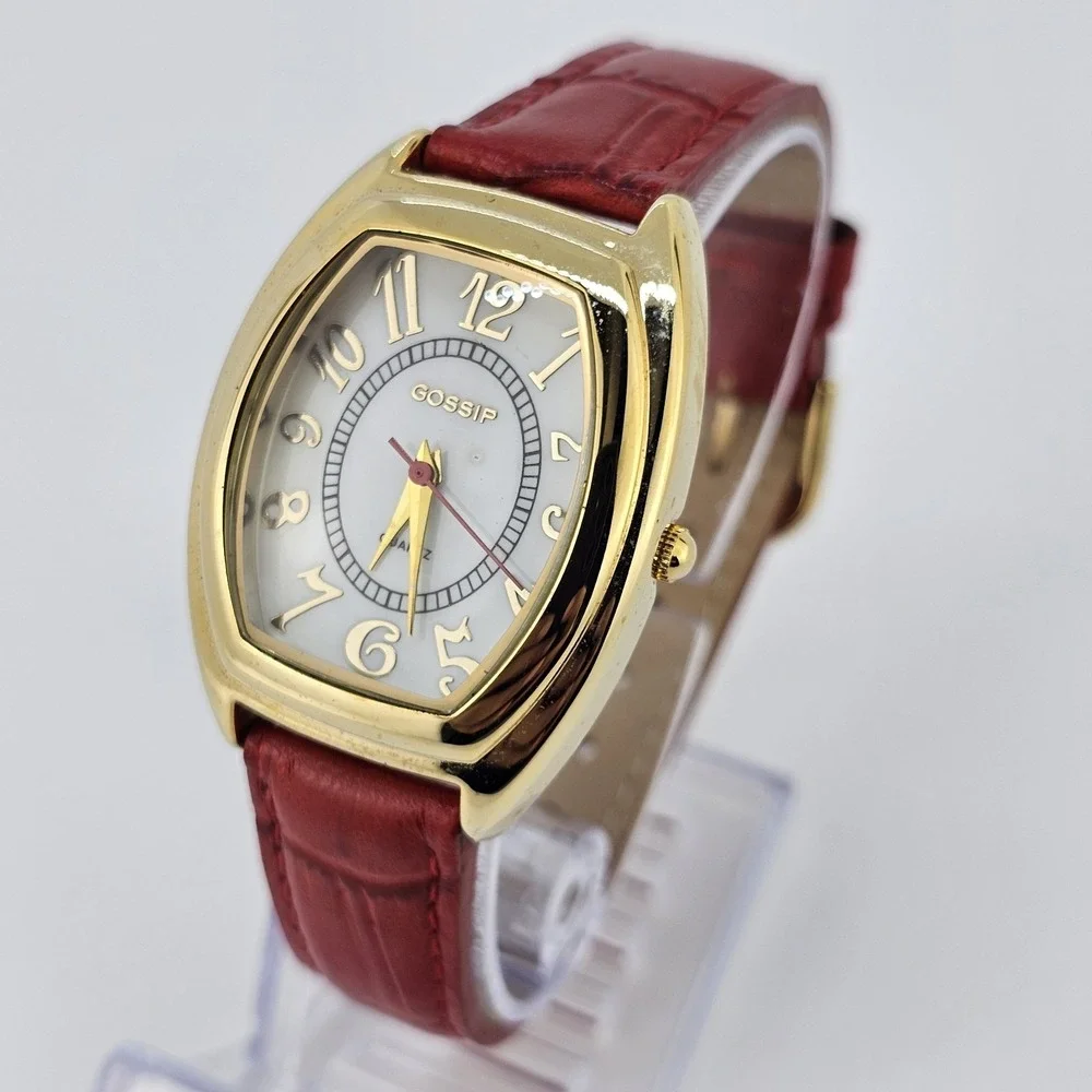 Gossip Women's Watch 31MM White Dial Red Leather Band‎ Straps New Battery